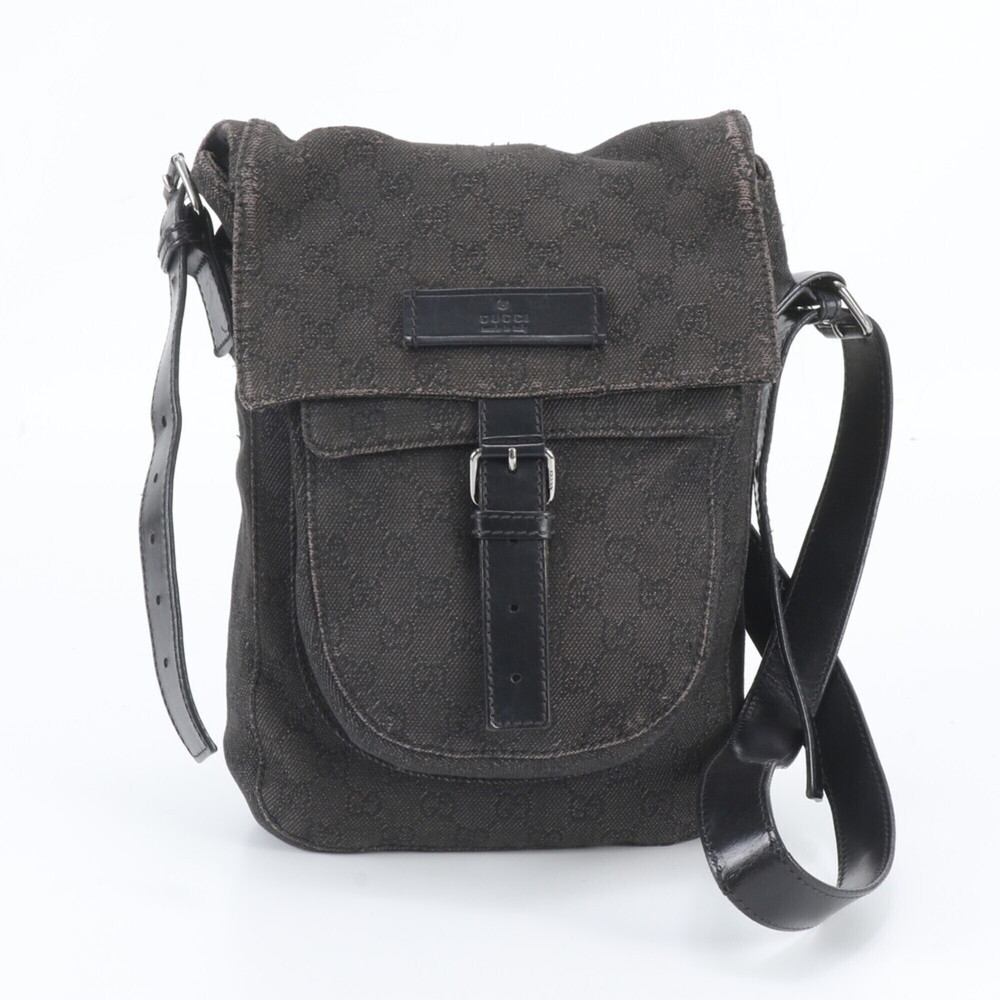 Gucci GG Canvas 101654 Leather Shoulder Bag Crossbody Black Women's